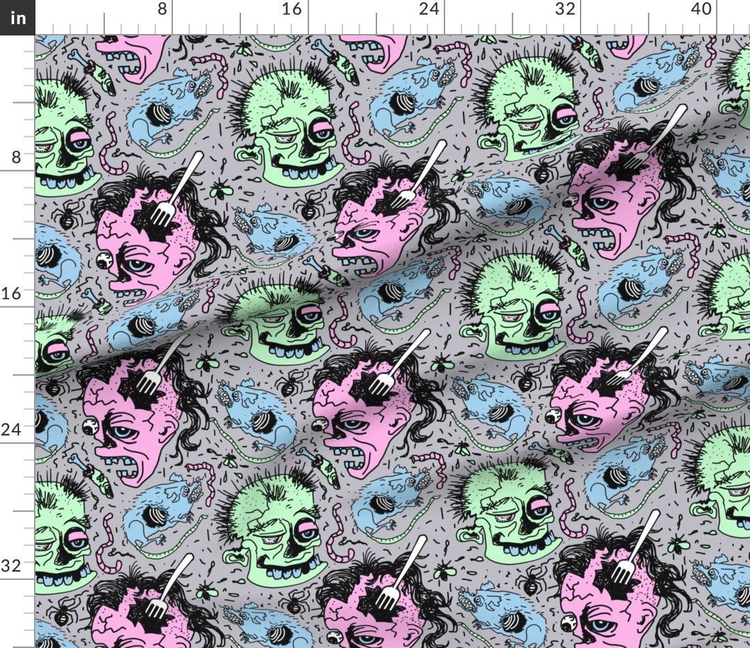 Zombie Fabric Gross Zombies By Abbieuproot Zombie Bugs | Etsy
