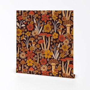 Vintage Style Flower Removable Peel and Stick Wallpaper - Floral Retro 1970s Hippie - Wall Art Wall Decor - Retro 1970s by somecallmebeth