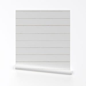Shiplap Wallpaper - Horizontal Shiplap By Daily Miracles - Trending White Farmhouse Removable Self Adhesive Wallpaper Roll by Spoonflower
