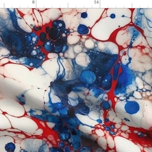 Abstract Fabric - Patriotic Marbling by paper_and_frill - Red White Blue American Flag Usa Flag Colors Fabric by the Yard by Spoonflower