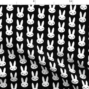 Rabbit Fabric - Happy Bunny White Custom Fabric By Charlottewinter - Rabbit Cotton Fabric By The Yard with Spoonflower