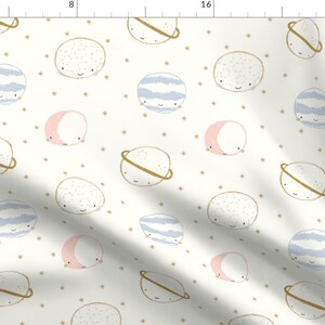 Planets Fabric - Planetary By Littlefoxhill - Planets Space Science Baby Girl Nursery Blush Cotton Fabric By The Yard With Spoonflower image 1