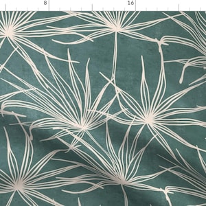 Teal Tropical Fabric - Handblock Medallion by erin__kendal - Distressed Look Large Scale Bohemian Fabric by the Yard by Spoonflower