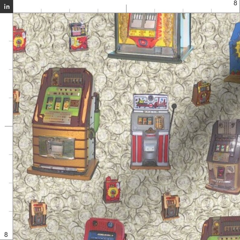 Slot Machine Fabric Dean'S Slot Machines Coins By Etsy