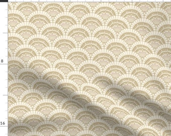 Ivory Palm Fan Apparel Fabric - Beach Scallop by misentangledvision - Beach Tan Desert Sand Coastal Tropical Clothing Fabric by Spoonflower