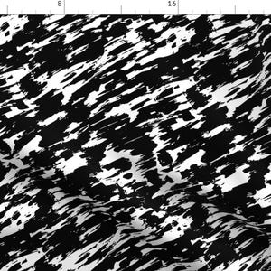 May include: Black and white abstract pattern with diagonal brushstrokes. The pattern is reminiscent of a camouflage design.