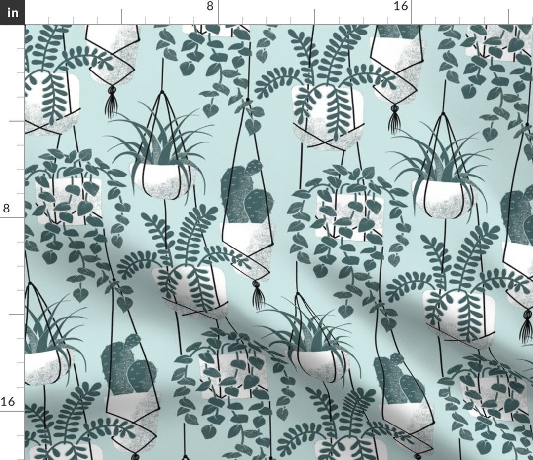 Blue Hanging Plants Fabric Pine and Mint Hanging Planters by Etsy