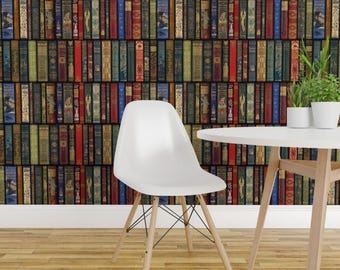 Books Peel and Stick Wallpaper - Staircase Library Bookcase Hygge - Removable Wall Decor Art - Books Instant Library by peacoquettedesigns