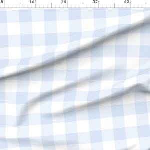 Blue Pastel Buffalo Apparel Fabric - Chambray Blue Gingham by dept_6 - Large Scale Pale Picnic Gingham Tartan Clothing Fabric by Spoonflower image 2