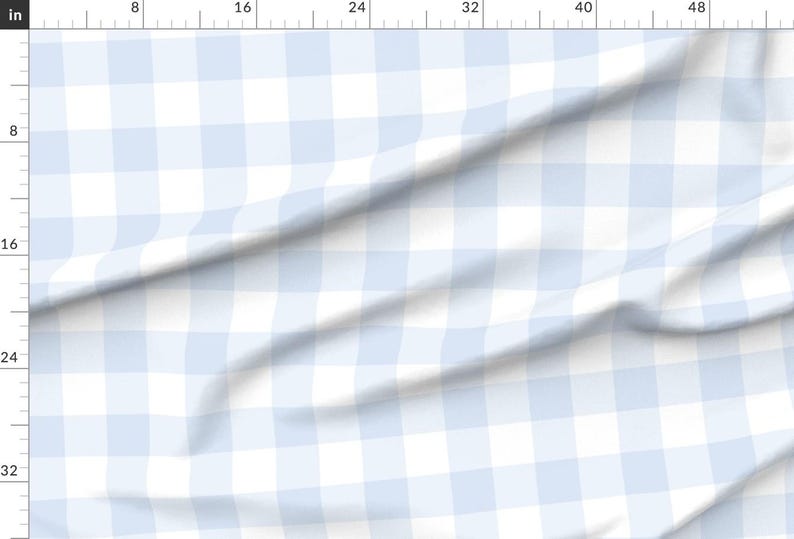 Blue Pastel Buffalo Apparel Fabric - Chambray Blue Gingham by dept_6 - Large Scale Pale Picnic Gingham Tartan Clothing Fabric by Spoonflower image 2