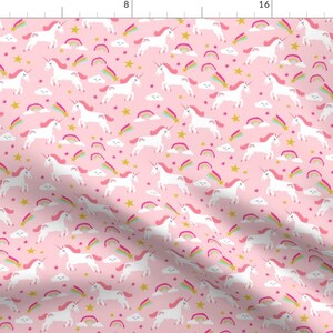 Unicorn Fabric - Unicorn Bright Colors Fabric Rainbow Fabric Pink By Charlottewinter - Unicorn Cotton Fabric By The Yard With Spoonflower