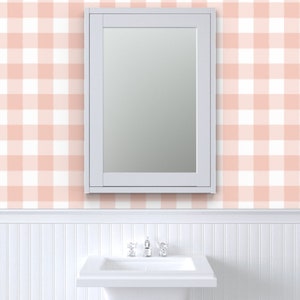 Blush Wallpaper Blush Buffalo Plaid by sugarfresh Pink Buffalo Check Pink Gingham Removable Peel and Stick Wallpaper by Spoonflower image 9