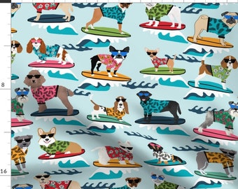 Surfing Dog Fabric Etsy