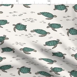 Turtles Fabric - Sea Turtles Ocean Nautical Summer Kids Reptiles Fabric By Andrea Lauren - Turtle Cotton Fabric By The Yard with Spoonflower