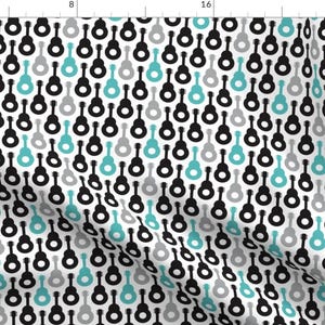 Retro guitar music love for little rockstar kids Fabric By Little Smile Makers- Cotton by the Yard with Spoonflower