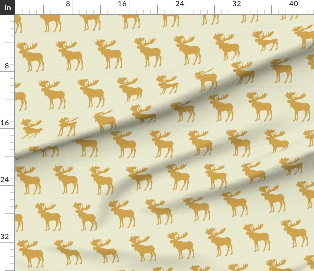 Moose Fabric Textured Moose Golden By Sproutz Moose Yellow Etsy