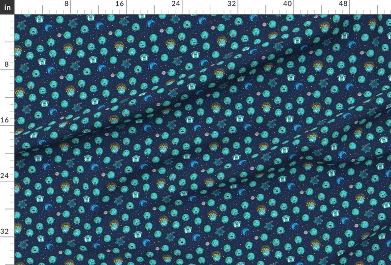 Planet Earth Fabric - Earth Globes By Penguinhouse - Earth Globe Space Gender Neutral Cotton Fabric By The Yard With Spoonflower image 2
