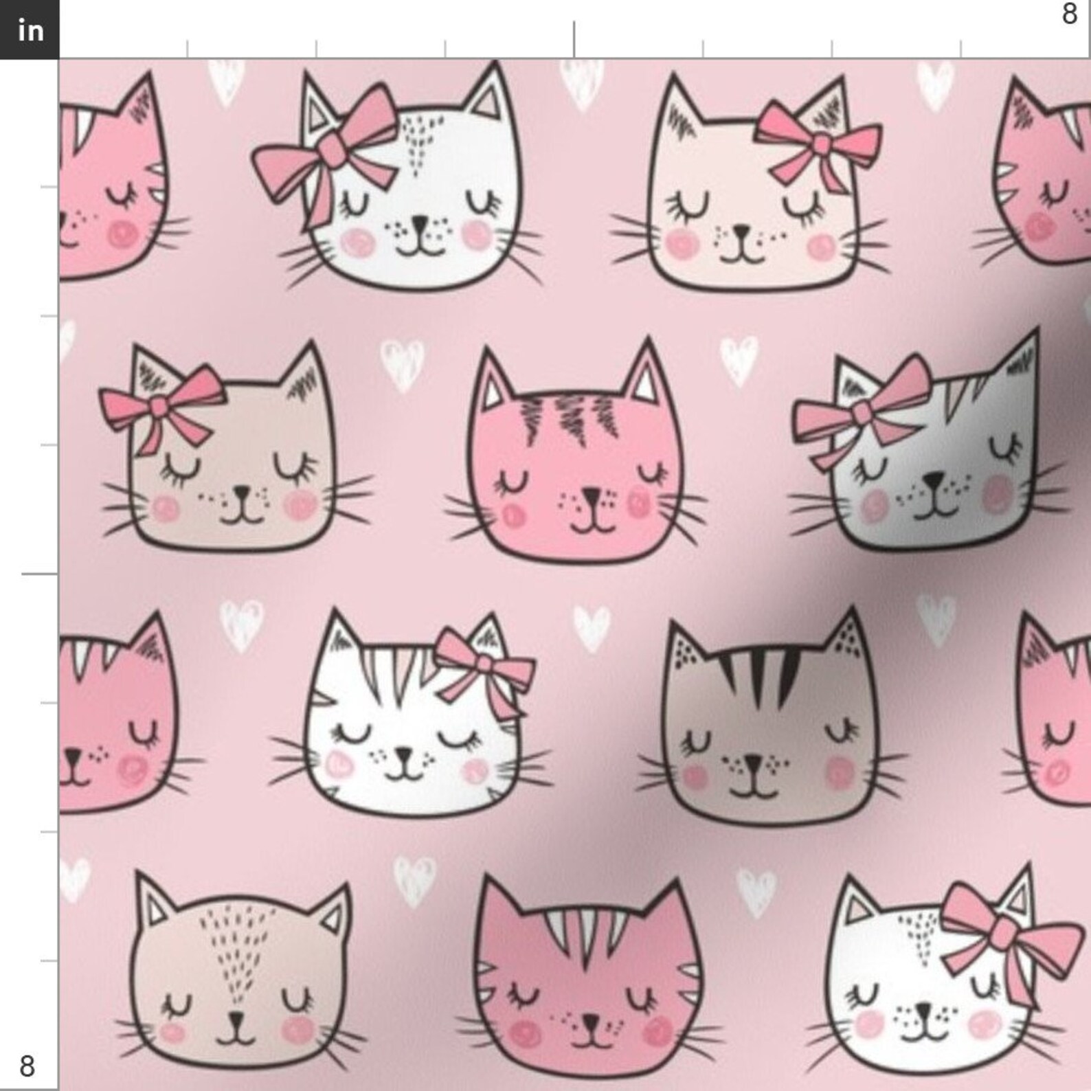 Pretty Cats Fabric Cat Faces With Bows and Hearts by Caja Etsy