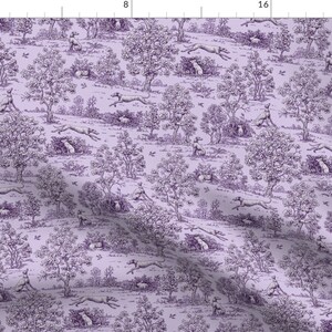 Purple Toile De Jouy Fabric - Purple Reverse Greyhound Toile By Jane Walker By Artbyjanewalker - Cotton Fabric By The Yard With Spoonflower