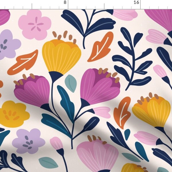 Crocus Bloom Fabric - Spring Plants by mandykippax - Whimsical Floral Modern Garden Botanical Large Scale Fabric by the Yard by Spoonflower