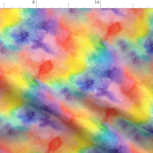 Painted Rainbow Fabric - Watercolor Rainbow by emerysmithstudio - Kids Colorful Bright Happy Love Pride Fabric by the Yard by Spoonflower