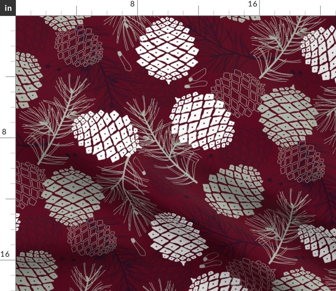 Holiday Pine Cones Fabric Pine Cone Branch and Seed by Etsy