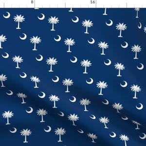 South Carolina Fabric - South Carolina Flag With 2&quot; Trees By Flagfabric - South Carolina State Cotton Fabric By The Yard With Spoonflower