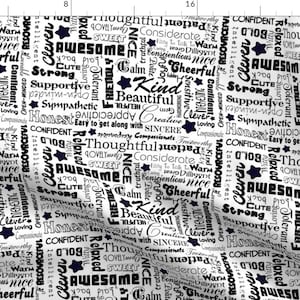 Compliments Typography Fabric - All The Good Things About You By Inspirationz - Kind Lettering  Cotton Fabric By The Yard With Spoonflower