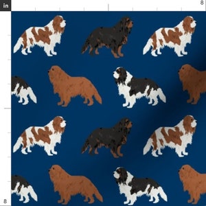 Navy Blue Dog Fabric Cavalier King Charles Spaniel Ruby Black Tan Blemein Coat By Petfriendly Cotton Fabric By The Yard With Spoonflower 画像 2