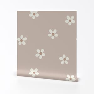 Blush Daisy Removable Peel and Stick Wallpaper - Floursack Ditsy Floral Botanical Small Scale - Wall Art Wall Decor - Mini Daisy by meela