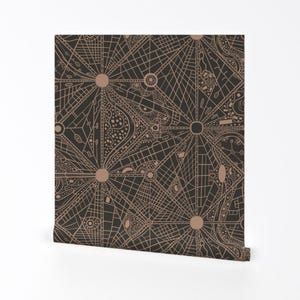 Ablösbare Tapete mit Geometrischem Muster - Stadtplan Linien Stadtplanung - Wand Kunst Wand Dekor - Imaginäre Stadt Karte by maycartprintart