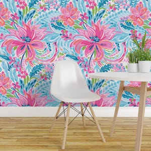 Bold Pink Floral Removable Peel and Stick Wallpaper - Palm Beach ...