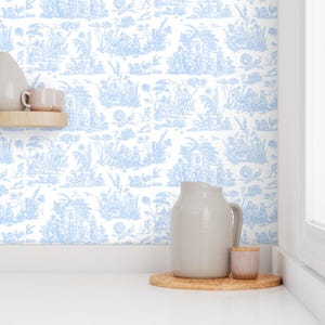 Papel pintado Toile - Toile de Marsella de Peacoquettedesigns - Papel pintado autoadhesivo francés removible para habitación infantil en color azul bebé de Spoonflower imagen 7