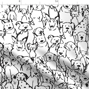 Black and White Dog Fabric - Dog&#39;s Life Black + White By Cooper+Craft - Pet Dog Home Decor Cotton Fabric By The Yard With Spoonflower