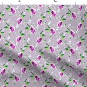 Lilac Fabric - 4" Spring Beginning Lilac Hues By Shopcabin - Lilac Floral Nursery Decor Purple Cotton Fabric By The Yard With Spoonflower
