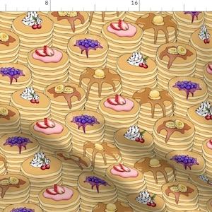Pancake Breakfast Fabric - Flapjack Stack By Pattysloniger- Hotcake Breakfast Kawaii Hipster Food Cotton Fabric By The Yard With Spoonflower