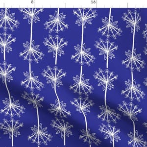 Quaking Flowers Fabric - Quaking Flowers By Gillianlancaster - Bright Cobalt Royal Blue White Cotton Fabric By The Yard With Spoonflower