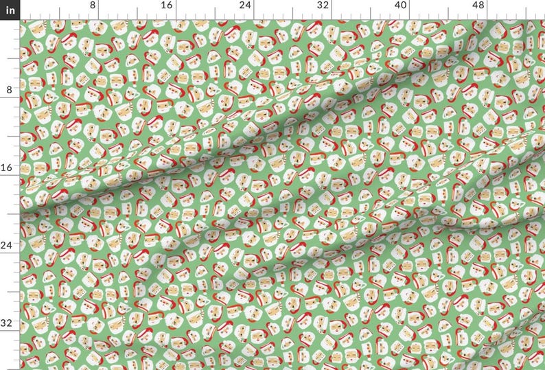 Santa Mug Fabric - Santa Mug Collection (Mint) By Heidikenney - Retro Vinatage Santa Christmas Cotton Fabric By The Yard With Spoonflower imagen 2