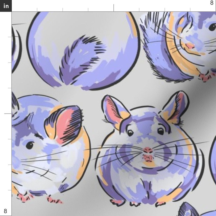 Purple Brushed Watercolor Chinchilla Fabric Chinchillas by Etsy