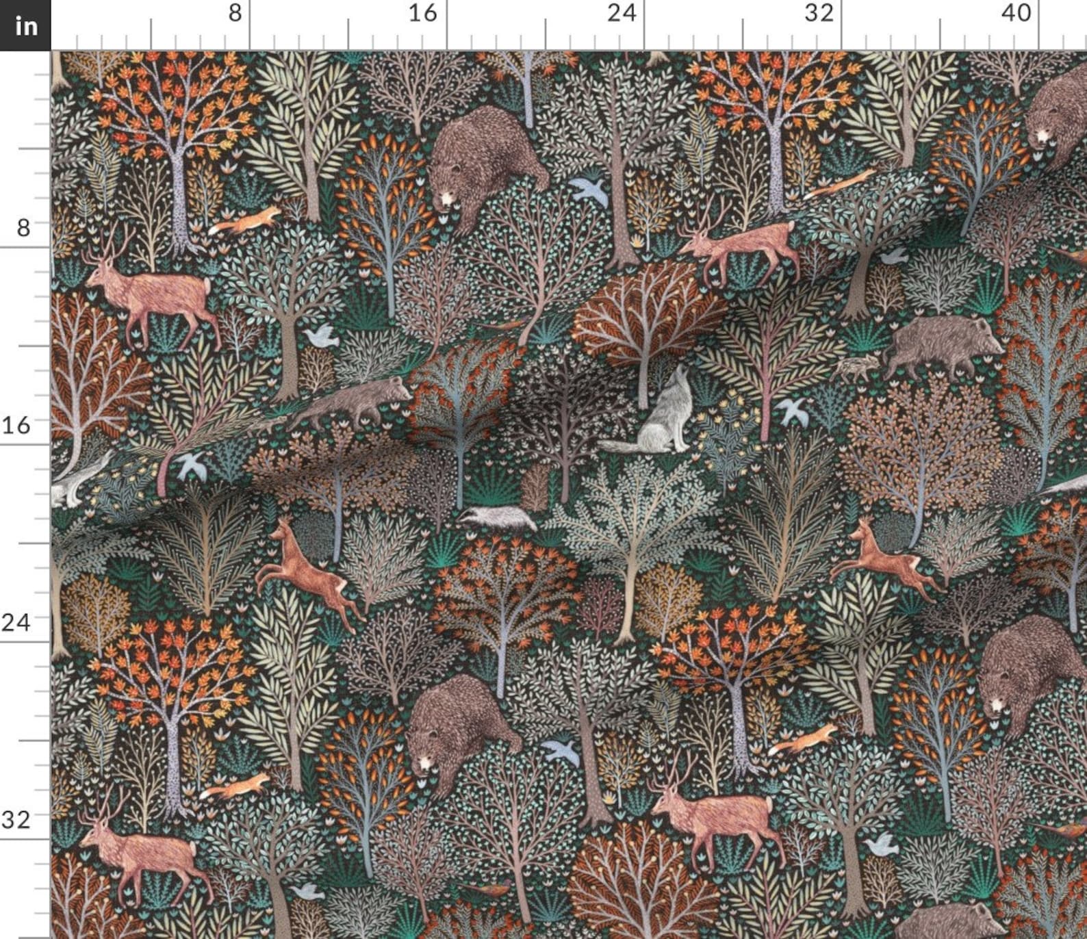 Woodland Fabric Rustic Fall Forest by Rebecca_reck_art - Etsy