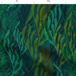 Seaweed Fabric - Underwater Emerald Forest By Ceciliamok- Emerald Seaweed Ocean Life Water Marine Cotton Fabric By The Yard With Spoonflower