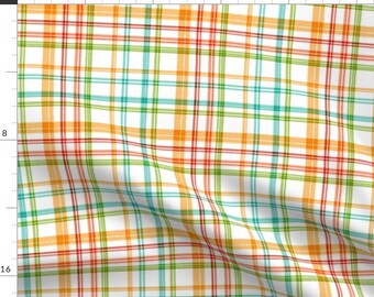 Multicolored Plaid Fabric - Juicy Plaid Autumn Colors By Crookedlittlestudio - Orange Plaid Cotton Fabric By The Yard With Spoonflower