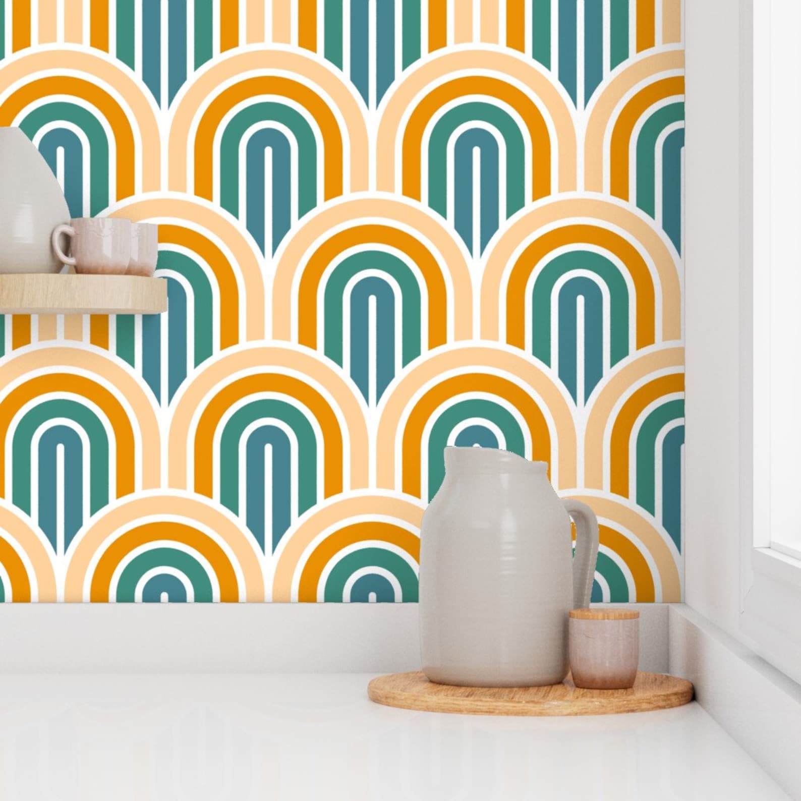 Art Deco Arches Wallpaper Geometric Pattern Art Deco Arch - Etsy