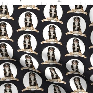Berner Fabric - Bernese Mountain Dog By Pateisen - Bernese Mountain Dog Breed Black White Cotton Fabric By The Yard With Spoonflower