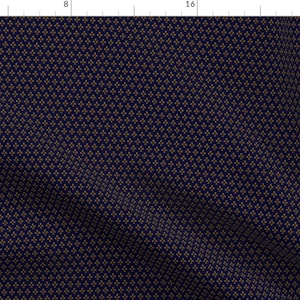 Fleur De Lis Fabric - Marie De Medici'S Fleur De Lis - Gold on Blue Tiny Doll Size By Bonnie Phantasm - Fleur De Lis Fabric With Spoonflower