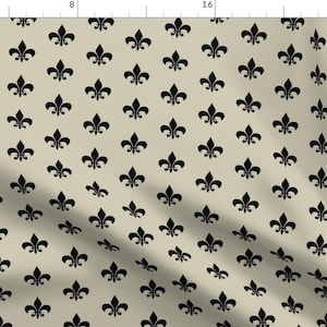 Fleur De Lis Fabric - Tan And Black By Charlottewinter - Fleur De Lis New Orleans French Cotton Fabric By The Yard With Spoonflower