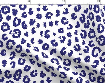 Leopard Spots Fabric - Summer Leopard In Blue By Domesticate - Leopard Spots Blue White Modern Cotton Fabric By The Yard With Spoonflower