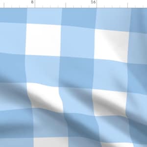 Buffalo Plaid Fabric - Large Buffalo Check In Light Blue By Domesticate - Nursery Baby Boy Cotton Fabric By The Yard With Spoonflower