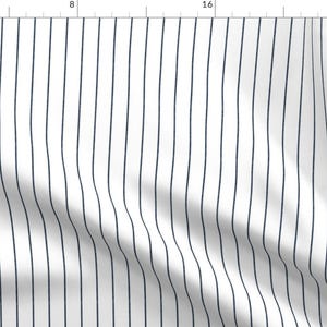Pin Stripes Fabric - Navy Pin Stripes By Littlearrowdesign - Pin Stripe Navy Vertical Modern Home Cotton Fabric By The Yard With Spoonflower