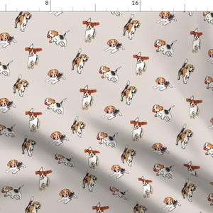 Beagles Fabric - Beagles At Play By Pixabo - Illustrations Beagles Dog Pet Home Decor Upholstery Cotton Fabric By The Yard With Spoonflower